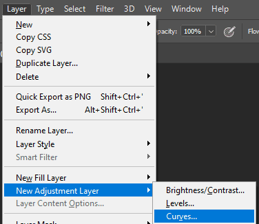 Photoshop Layer New Adjustment Layer Curves